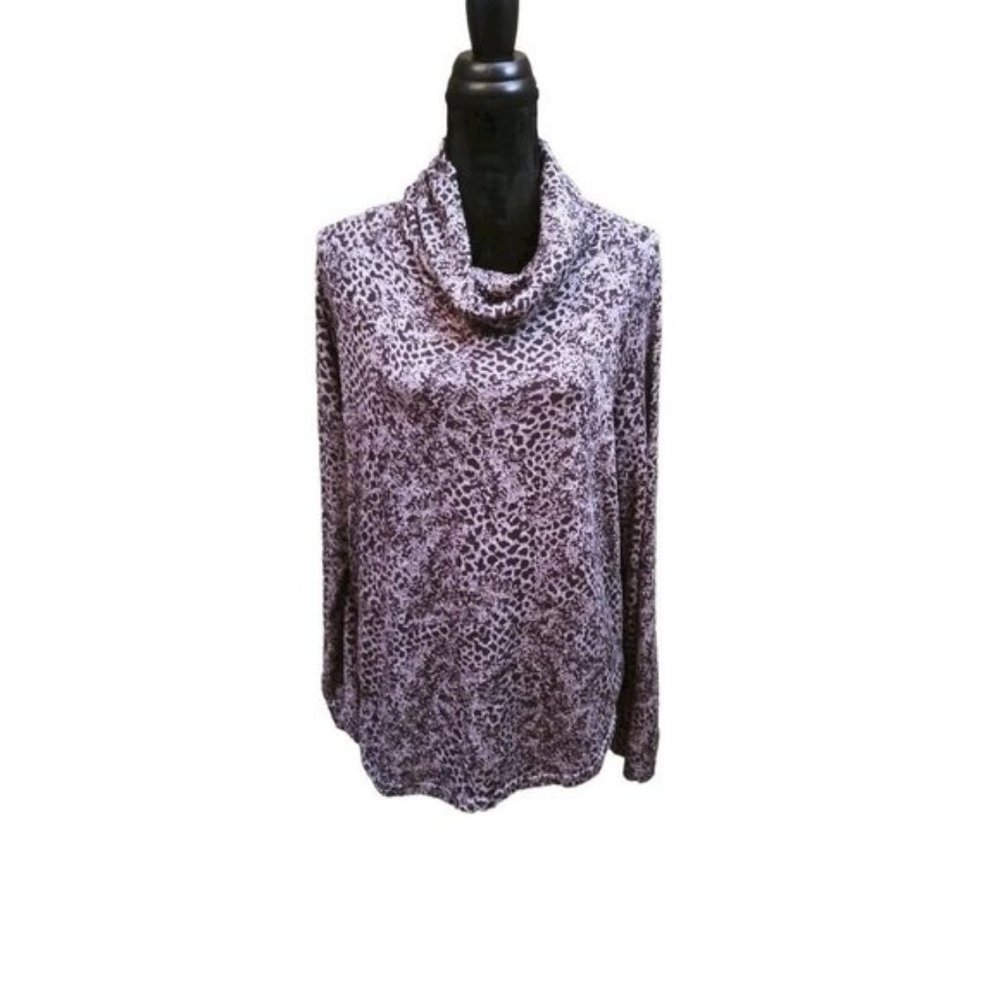 Nicole Miller New York Cowl Neck Animal Print Pullover Sweater SIZE XXL